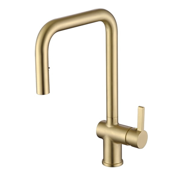 SUMERAIN Brushed Gold Kitchen Faucet with Sprayer, Stainless Steel Pull Down Kitchen Sink Faucet Lead Free