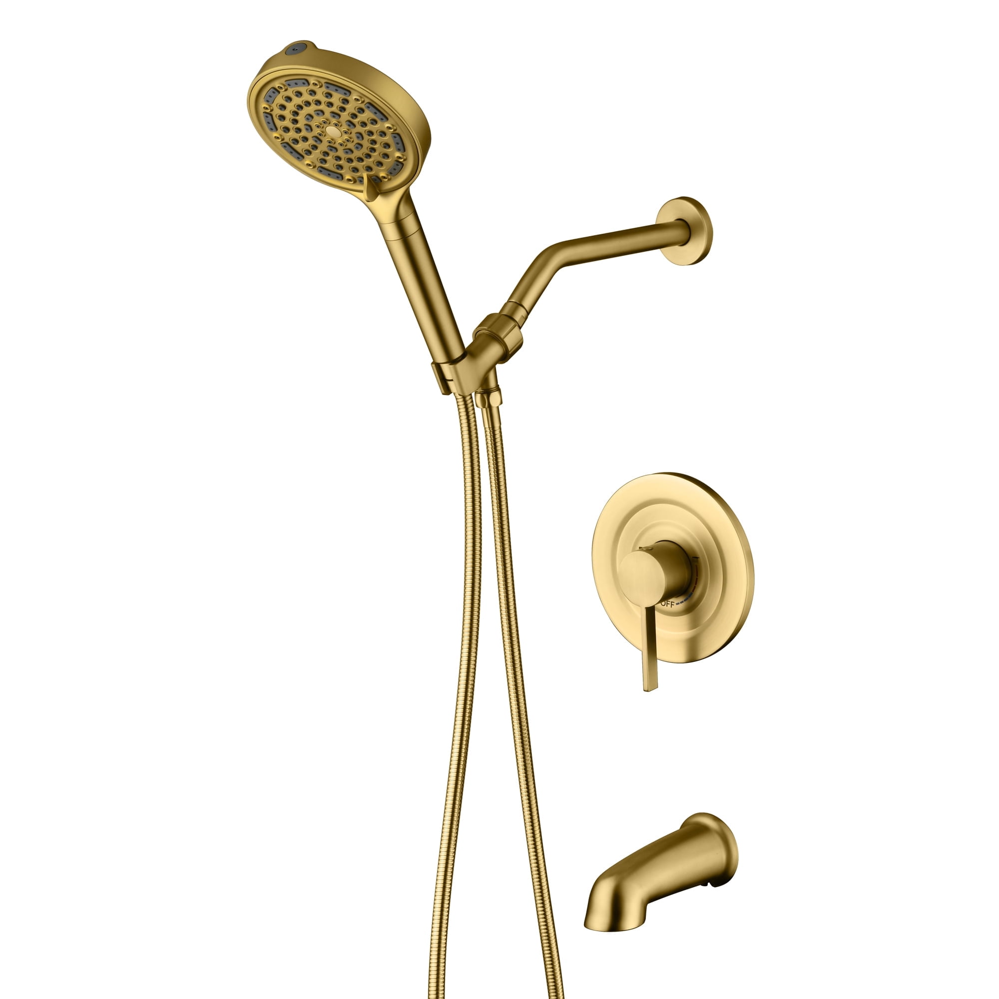 SUMERAIN Brushed Gold Tub and Shower Faucet Set with 6-Spray Filtered Handheld Showerhead, Shower System with Tub Spout - Walmart.com