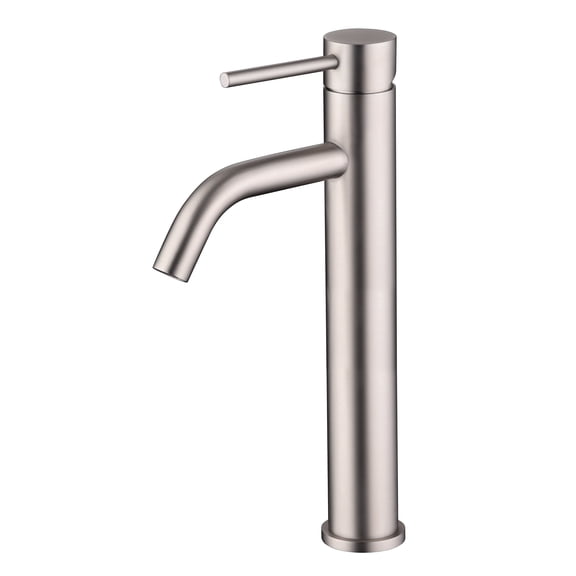 Sumerain Vessel Bathroom Faucet, Single Handle Single Hole, Tall Spout, 304 Stainless Steel, Brushed Nickel