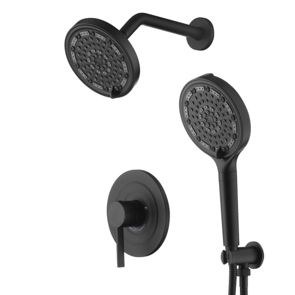 SUMERAIN Matte Black Shower System with High Pressure 6-Spray Handheld Filtered Shower Head, Shower Faucet Set with Rough in Valve