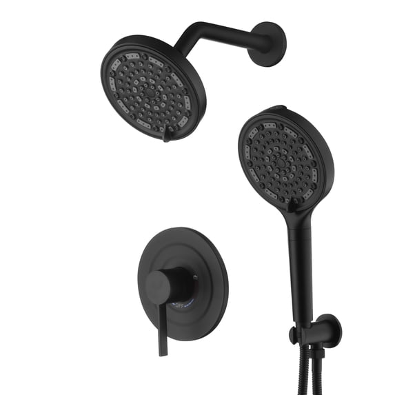 SUMERAIN Matte Black Shower System with High Pressure 6-Spray Handheld Filtered Shower Head, Shower Faucet Set with Rough in Valve