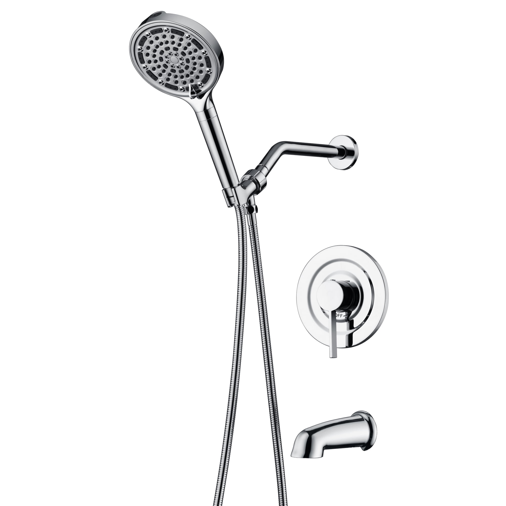 SUMERAIN Modern Bathtub Shower Faucet Set with 6-Spray Filtered Handheld Shower, High Flow Shower System Set Chrome Finish