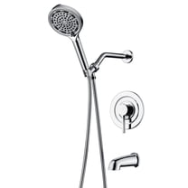 SUMERAIN Modern Bathtub Shower Faucet Set with 6-Spray Filtered Handheld Shower, High Flow Shower System Set Chrome Finish