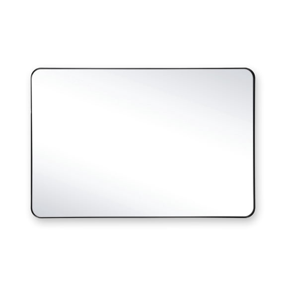 SUMERAIN Modern Black Wall Mounted Bathroom Mirror, 24 x 36 Inch Rounded Corner Rectangle Vanity Mirror with Tempered Glass ideal for Entryway, Living Room and Farmhouse