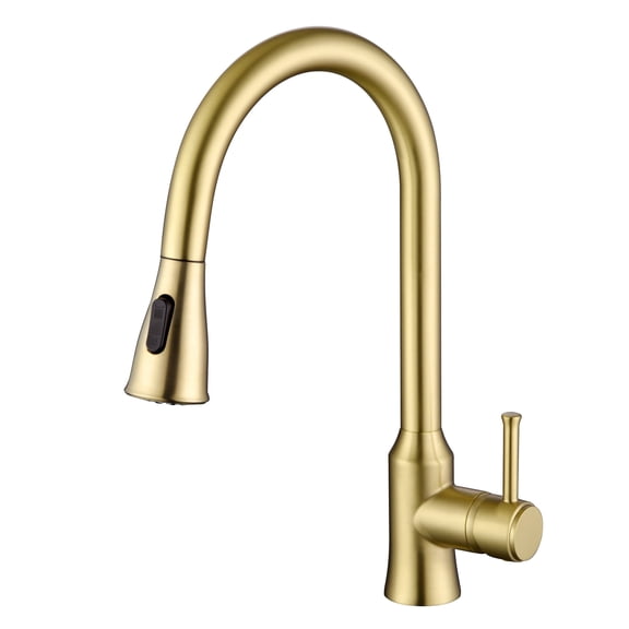 SUMERAIN Modern Pull Down Kitchen Faucet Dual Mode, Brushed Gold Lead-Free Stainless Steel Kitchen Sink Faucet