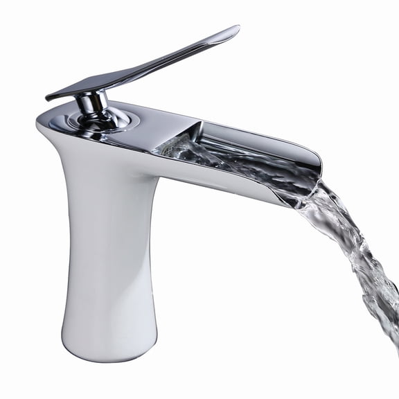 SUMERAIN Modern Waterfall Bathroom Sink Faucet, Single Hole Deck Mount Vanity Faucet with Single Lever Handle, Chrome Finish