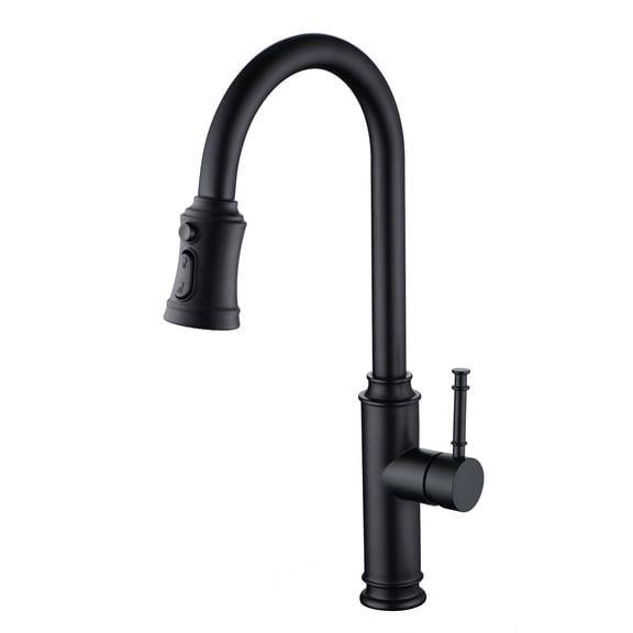 Sumerain Pull-Down Kitchen Faucet with Sprayer, Stainless Steel Single Lever, 1-Hole, Matte Black