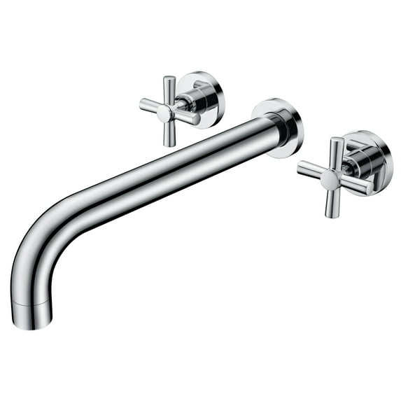 SUMERAIN Tub Filler Wall Mounted Tub Faucet High Flow Bathtub Faucet Chrome Finish with Rough in Valve, Extra Long Spout and Cross Handles