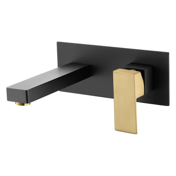 SUMERAIN Wall Mount Bathroom Faucet Black and Gold Finish, Lavatory Vessel Sink Faucet with Rough in Valve