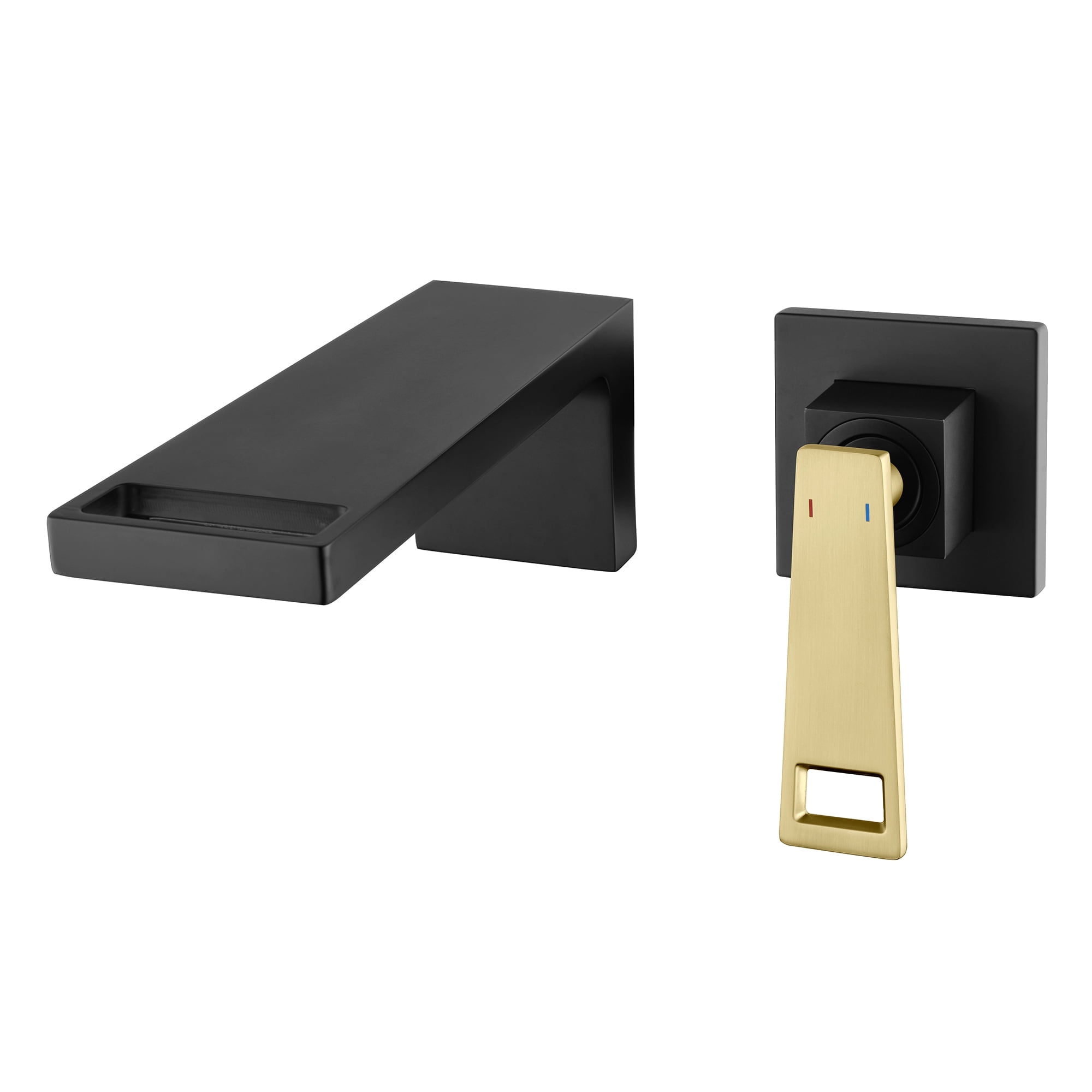 SUMERAIN Wall Mount Bathroom Faucet Single Handle Vessel Sink Faucet with Brass Rough-in Valve, Black and Gold