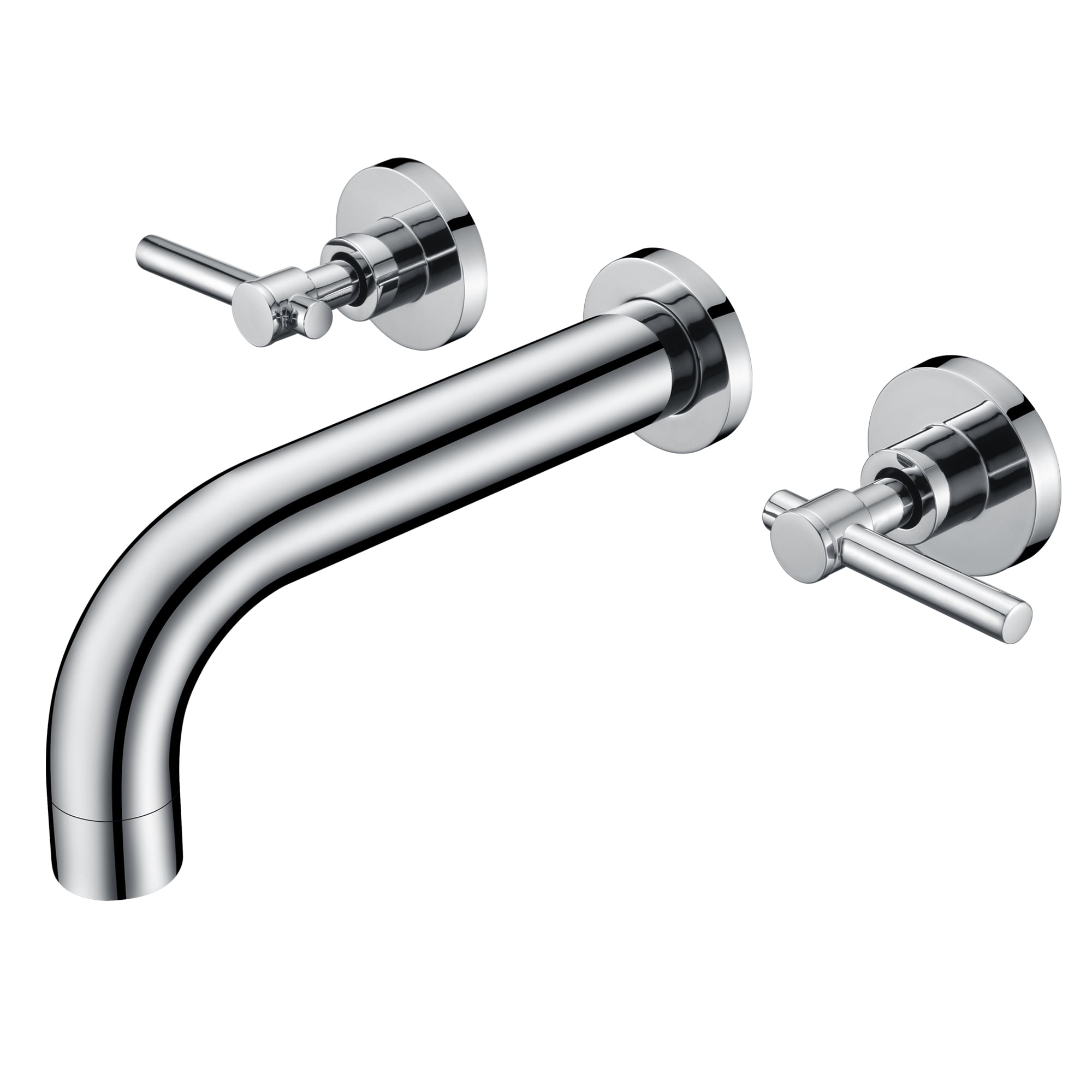 Chrome Double Handle Wall Mount Tub Filler Faucet