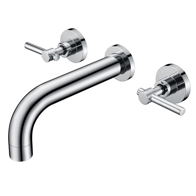 BEIYI Wall Mount Bathtub Faucet – Chrome 2-Handle Tub Filler With 11.8-Inch Long Reach Spout, Solid Brass Rough-In Valve Included (BY005TC)
