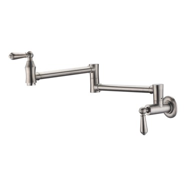 WANMAI Brushed Nickel Pot Filler Faucet - 26.5 Inch Retractable Wall Mount Kitchen Faucet