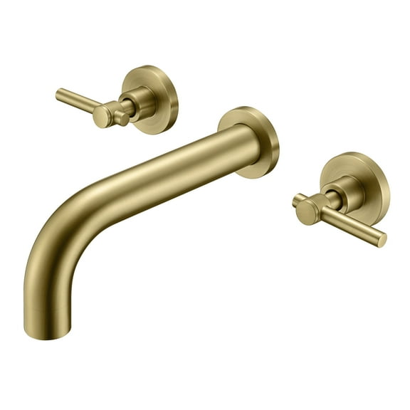 SUMERAIN Wall Mount Tub Faucet Brushed Gold Bathtub Faucet 3 Hole Tub Filler