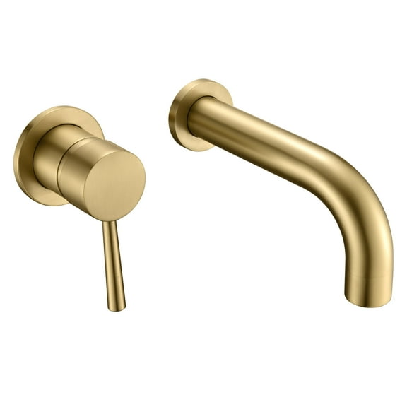 SUMERAIN Wall Mount Tub Filler Bathtub Faucet, Brushed Gold Left-Handed Handle