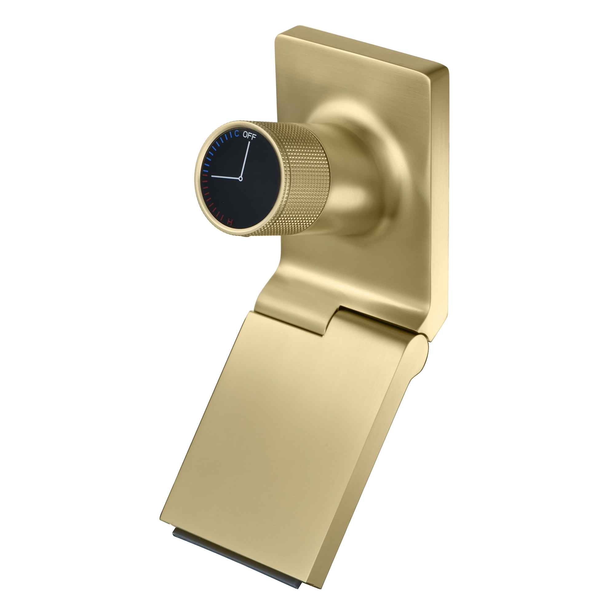 Brushed Gold Brass Wall Mount Bathroom Sink Faucet with Swiveling Waterfall Spout