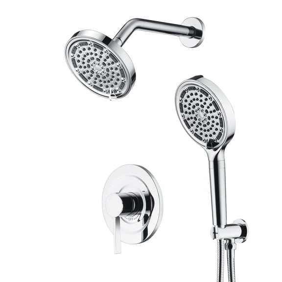 Sumerain Wall Mounted Rainfall Shower System, Chrome Shower Faucet Set with Handheld Filtered Shower Head, Valve Included