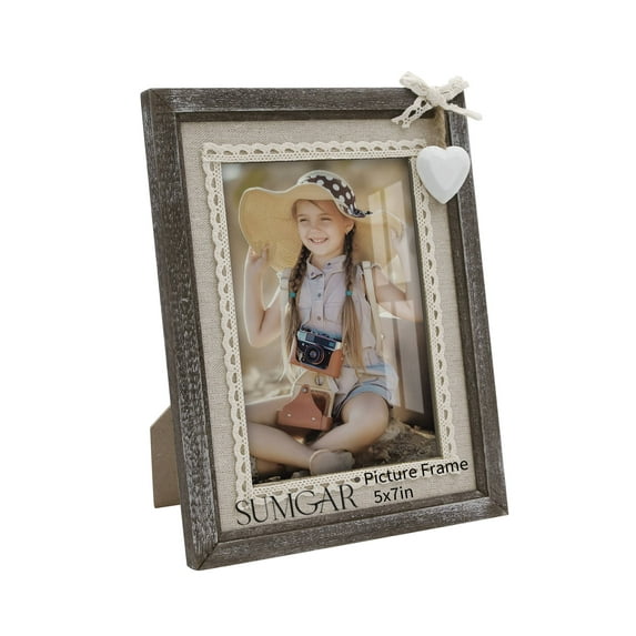SUMGAR 5x7 Picture Frame Wood Distressed Farmhouse Rustic Wall Tabletop Photo Frames for Home Decor, Wedding Anniversary Birthday Mothers Day Gifts for Grandma Mom Couple