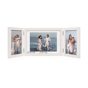 SUMGAR 5x7 White Picture Frame 3 Opening Triple Hinged Folding Frames Wall Tabletop Display, Photo Collage Frame for Wedding, Anniversary, Mother’s Day