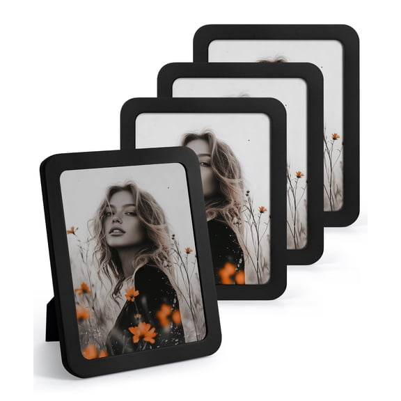 SUMGAR 8x10 Black Picture Frame Wood Photo Frame Modern 8 x 10 Picture Frames Round Corner Wall Hanging Gallery Artwork Painting Tabletop Living Room Decor Gifts for Wedding Birthday Set of 4 Y101