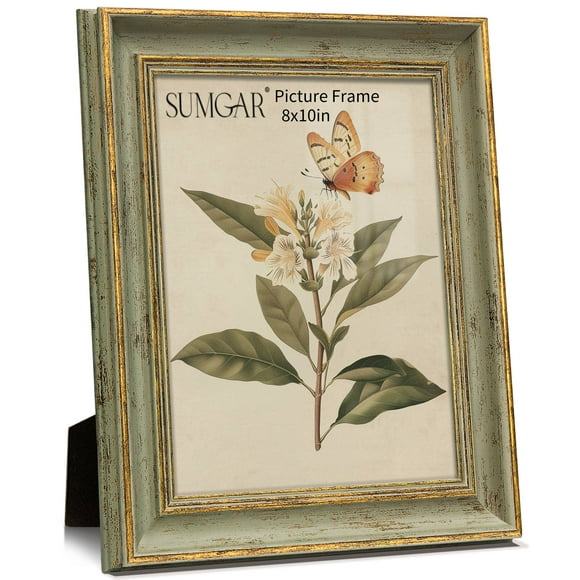 SUMGAR 8x10 Picture Frame Vintage Sage Green Distressed Photo Frames Set Wall Hanging Tabletop Display Home Decor Retro, House Warming Mother’s Day Gift