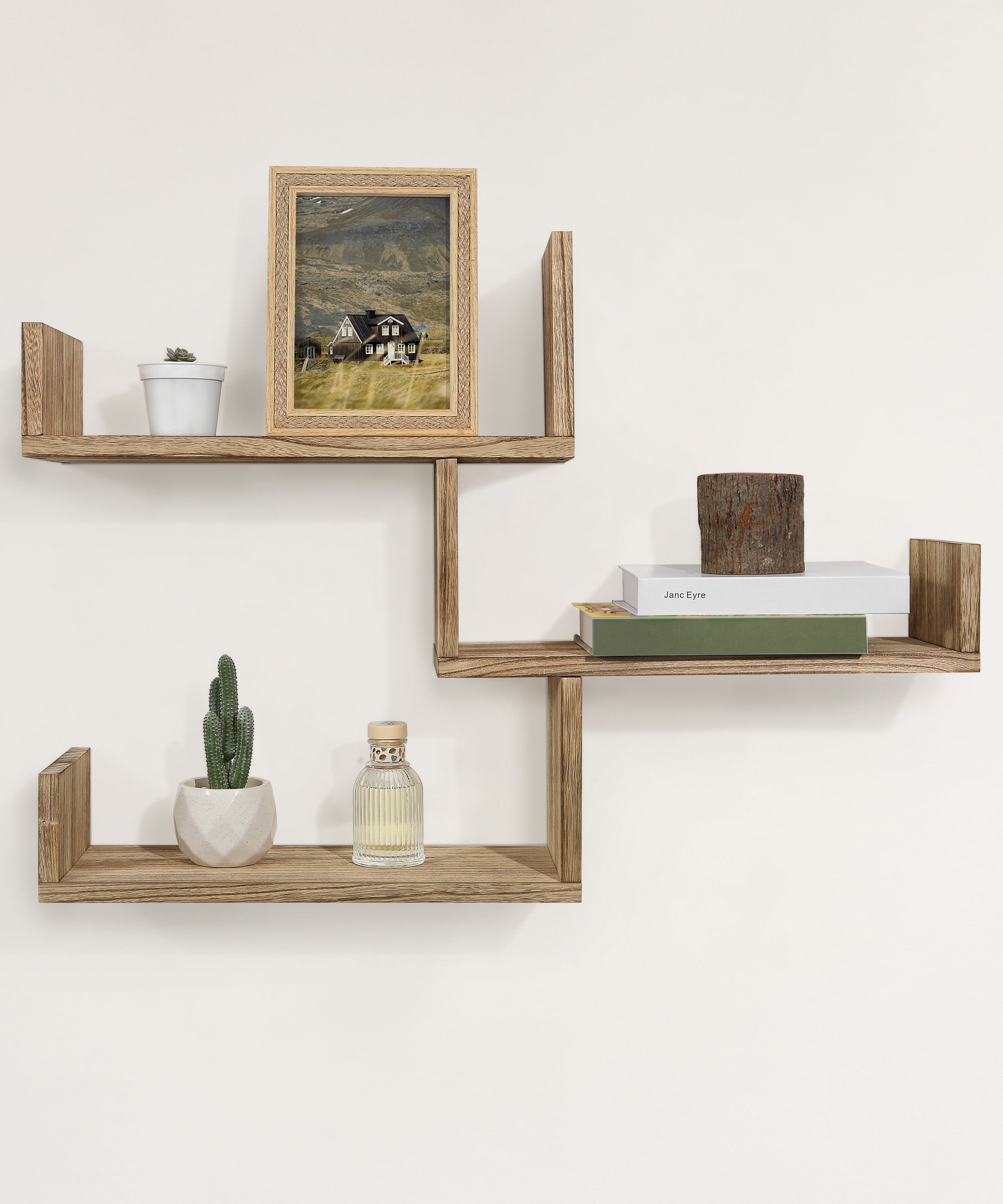 SUMGAR  Floating Shelves for Wall, DIY Design Wall Mounted Shelves KitchensLiving Room Decor, Farmhouse  Storage Shelf (Brown Set of 3)