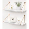thumbnail image 1 of SUMGAR Floating Shelves for Wall, White Gold Modern Wall Mounted Shelf, Hanging Shelves for Bathroom, Bedroom, Living Room,Office Set of 2,16in, 1 of 14