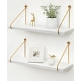 thumbnail image 1 of SUMGAR Floating Shelves for Wall, White Gold Modern Wall Mounted Shelf, Hanging Shelves for Bathroom, Bedroom, Living Room,Office Set of 2,16in, 1 of 10