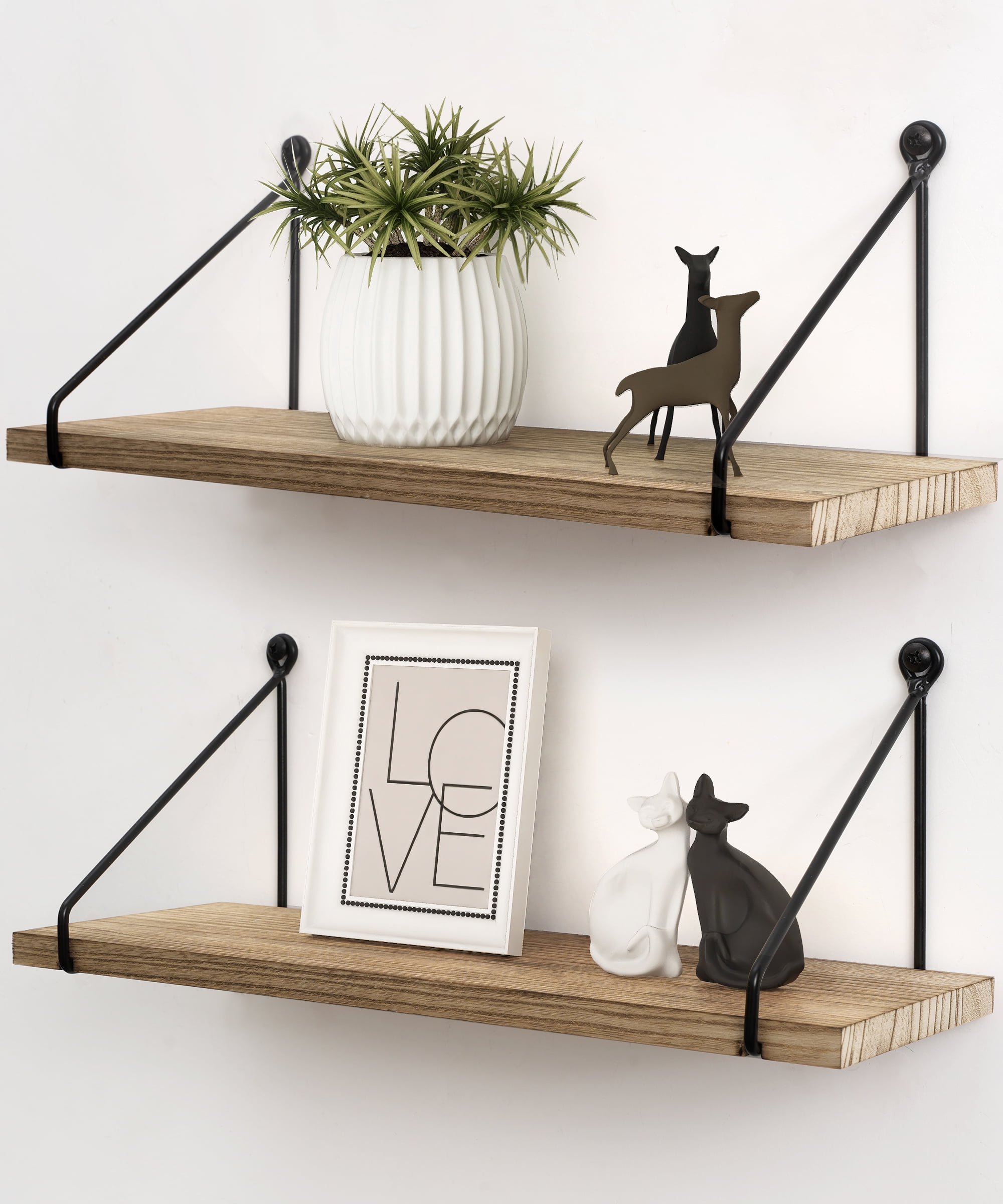 SUMGAR Floating Wall Shelves, Wood Rustic Farmhouse Float Shelf Wall