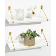 SUMGAR White Gold Floating Shelves for Wall Modern Storage shelf for Bathroom Bedroom Livingroom Home Decor Plant Stands,Set of 2