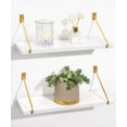 thumbnail image 1 of SUMGAR White Gold Floating Shelves for Wall Modern Storage shelf for Bathroom Bedroom Livingroom Home Decor Plant Stands,Set of 2, 1 of 9