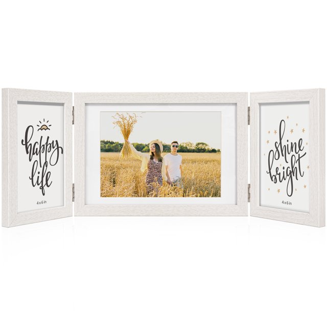SUMGAR White 3 Picture Frame 5x7 4x6 Triple Hinged Picture Frames