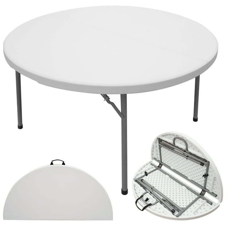 Flash Furniture 4-ft x 4-ft Indoor Round Plastic White Folding Banquet  Table (6-Person)