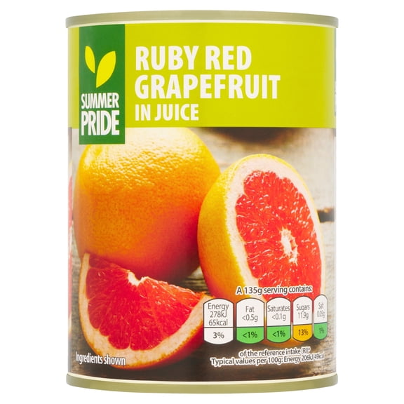 SUMMER PRIDE RUBY RED GRAPEFRUIT SEGMENTS IN JUICE 540G, Imported from Britain