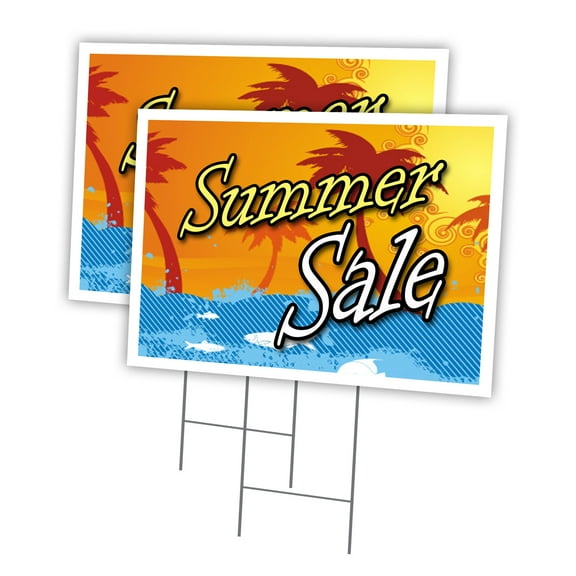 SUMMER SALE 2 Pack Of 12" x 16" Yard Sign & Stake | Advertise Your Business | Stake Included Image On Front Only | Made in The USA