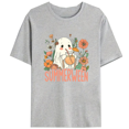 thumbnail image 1 of Women SUMMERMEEN Ghost Flower Milk Tea Graphic T-shirt, round-neck short-sleeved, casual Gray S-3XL, 1 of 4