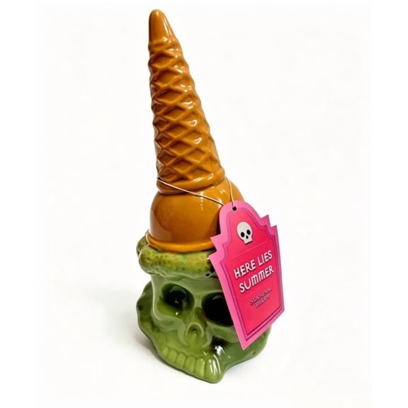 SUMMERWEEN SKULL ICE CREAM Lightweight Cone Sculpture For Apartment Balcony Dorm Room Or Small Space Spooky Summer Vibes