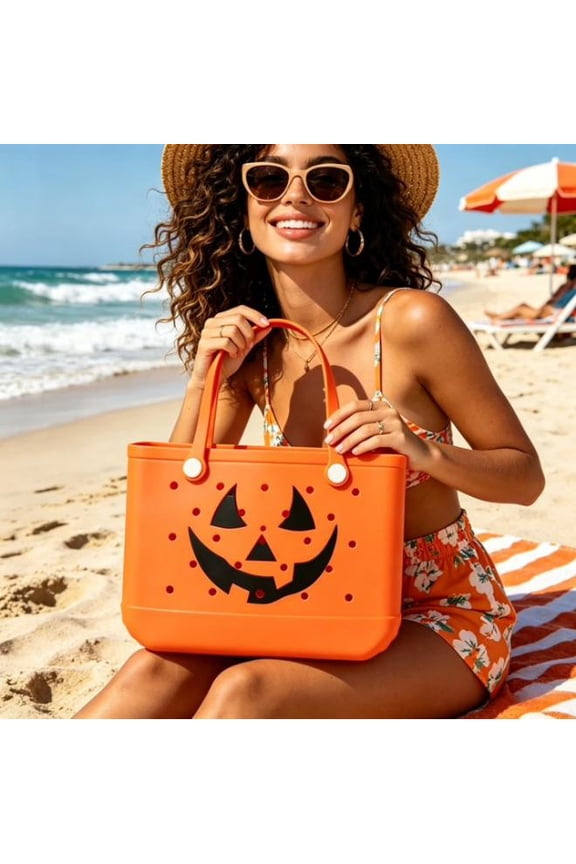 SUMMERWEEN SPOOKY BEACH TOTE Sand Proof Waterproof Quick Dry Halloween Themed Beach Bag With Soft Shoulder Straps For Women Summer Holiday Travel