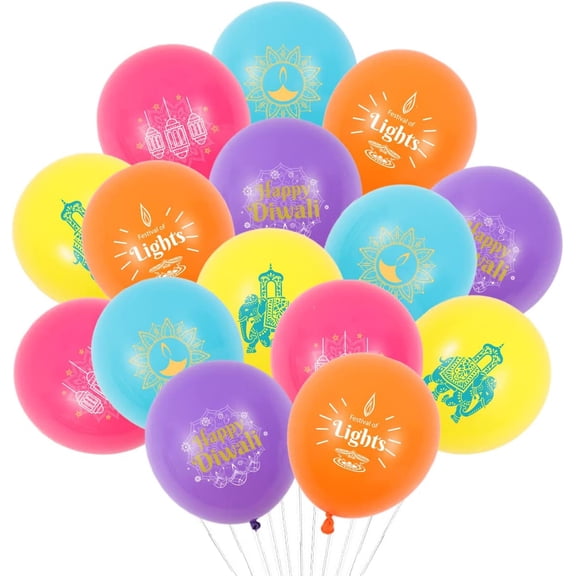 SUMMEVELRY 40 Pack Happy Diwali Party Balloon Set, Colorful Balloons Pack Decorations for Festival of Lights, Hindu Deepavali Indian Holiday Party Supplies