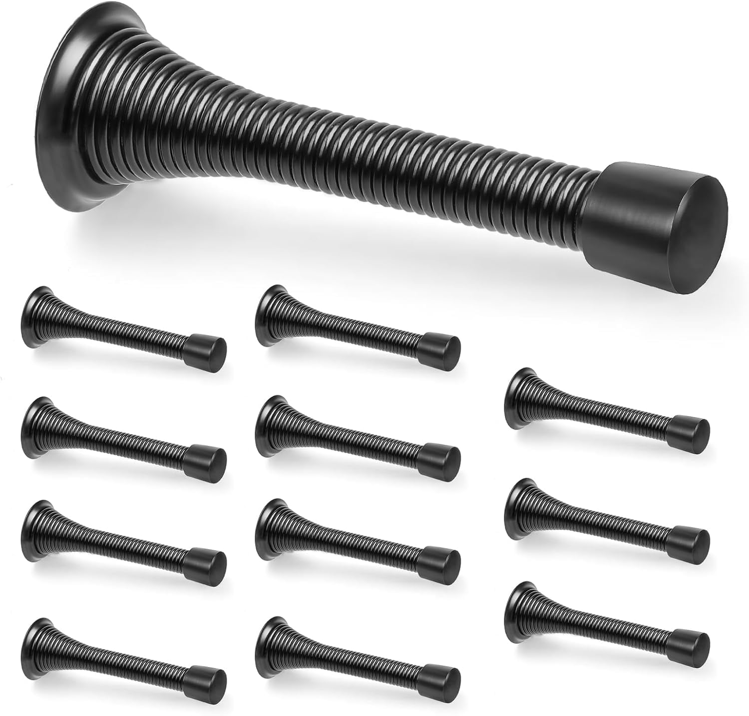 SUMMIT-12 Pack Black Spring Door Stops, 3-1/4