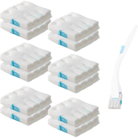 SUMMIT - 12 Pack Flushable Refills Compatible with Scrubbing Bubbles Toilet Bowl Brush, Disposable Cleaner Refills Pads for Scrubbing Bubbles Toilet Wand, Toilet Brush Refill Accessories (Only Pads)