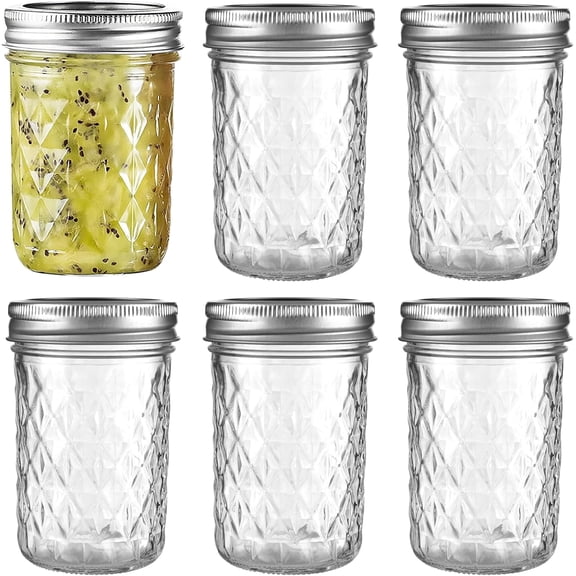 SUMMIT - 12oz/350ml Mason Jars with Airtight Lids Glass Canning Jars with Regular Lids Spice Jars Honey Jars for Yogurt,Jam,Spice,Overnight Oats Canning, Preserving,Decorations,Jelly,6 Pack (12oz)