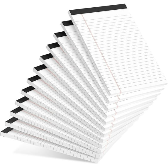 SUMMIT - 12pcs Small Note Pad 5x8 College Ruled White Legal Pads Paper Notepads 12 Pack Study Back Writing Pads 5 x 8 Legal Pads Perforated Narrow Ruled Pads of Paper White