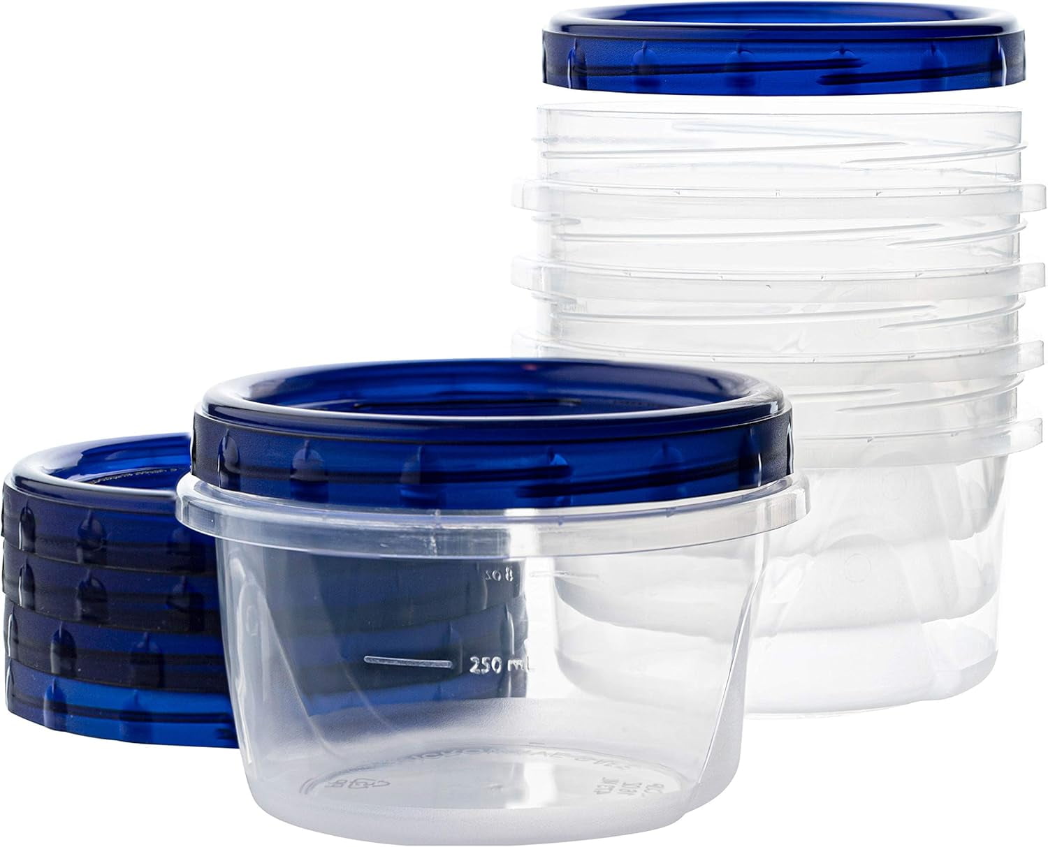 SUMMIT [16 oz 5 Pack] Deli Containers Clear bottom With blue Top Twist ...