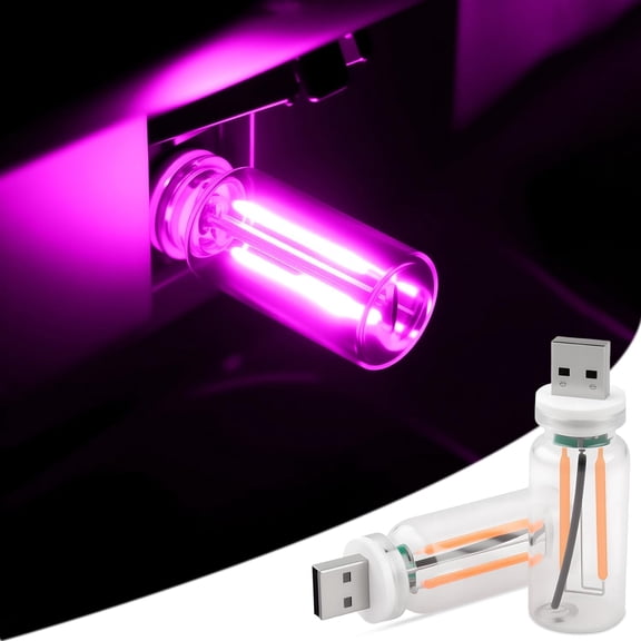 SUMMIT 2 PCS Car USB Lights, Plug-in Retro Car Atmosphere Lamp with Touch Dimmable, Portable Mini Glass Bottle LED Bulb Night Lights for Vehicle Bedroom Hallway Camping Holiday Decoration (Purple)