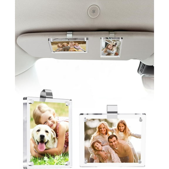 SUMMIT 2Pcs 3"x3.5" Magnetic Car Visor Photo Holders - Strong Clip-on Picture Frames for Sun Visor - Personalized Photo Display for Family, Pets & Memories - Car Accessories Gift with Secure Clips