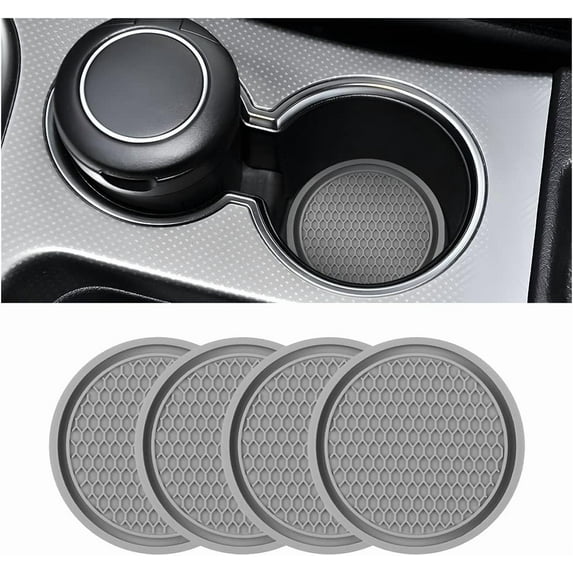 SUMMIT-4 Pack Car Cup Holder Coaster, 2.75 Inch Diameter Non-Slip Universal Insert Coaster, Durable, Suitable for Most Car Interior, Car Accessory for Women and Men (Gray)