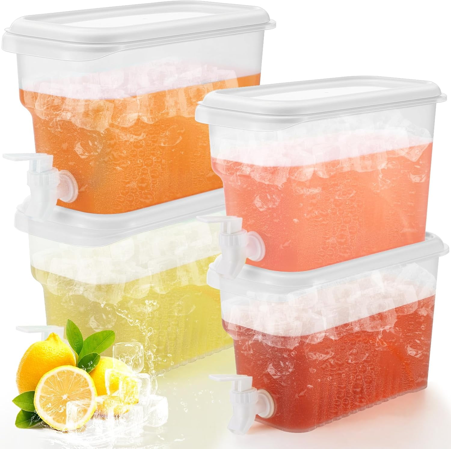 SUMMIT 4 Pcs 0.8 Gallon 1.35 Gallon Beverage Drink Dispenser for Fridge ...