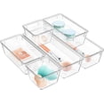 thumbnail image 1 of SUMMIT 6 Pack Clear Drawer Organizer Set, Acrylic Drawer Storage Trays, Storage Bins for Makeup, Cosmetics, Jewelries, Utensils, Gadgets, Office, 1 of 13