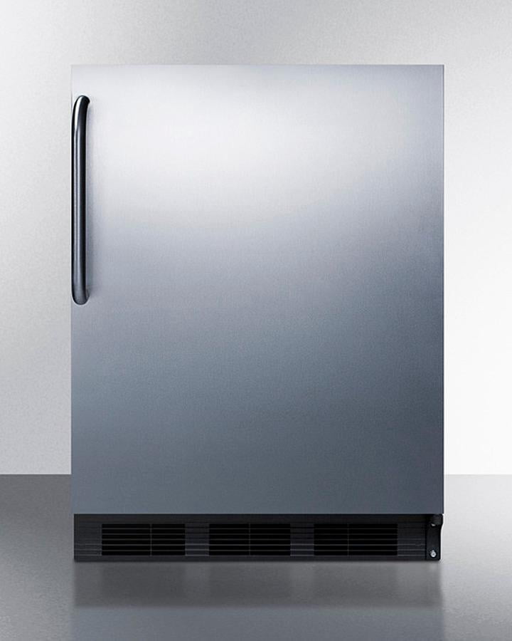 Built-in undercounter ADA compliant refrigerator-freezer for general purpose use, w/dual evaporator cooling, cycle defrost, SS door, TB handle, black cabinet